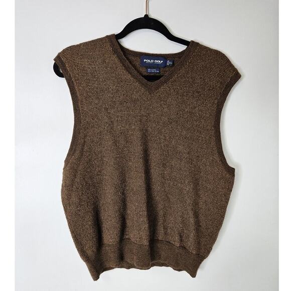 Vintage Polo Golf Ralph Lauren Vest Men’s XL Button Front Brown Grandpa Grunge - Picture 1 of 4